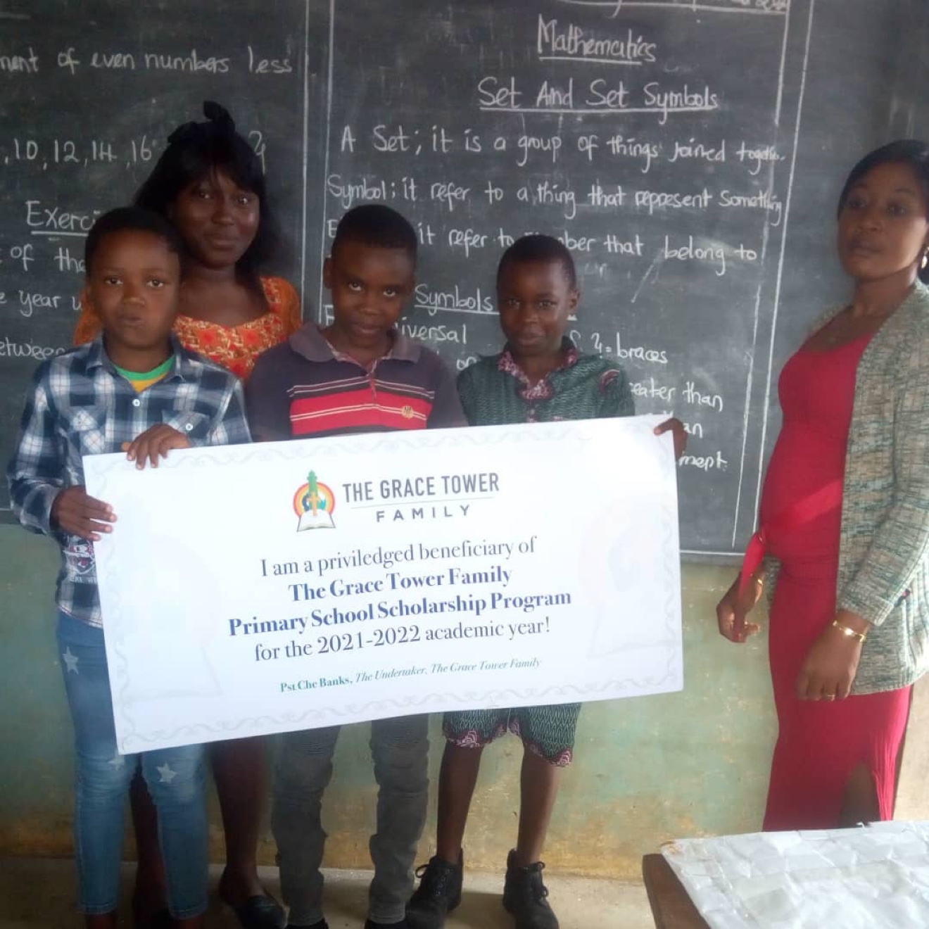 Grace Tower Family scholarship beneficiaries in classroom