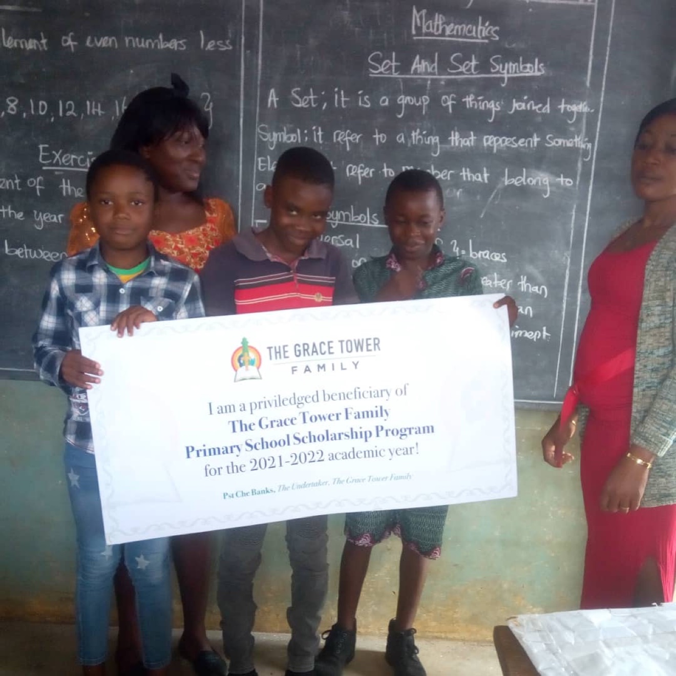 Grace Tower Family scholarship beneficiaries in classroom