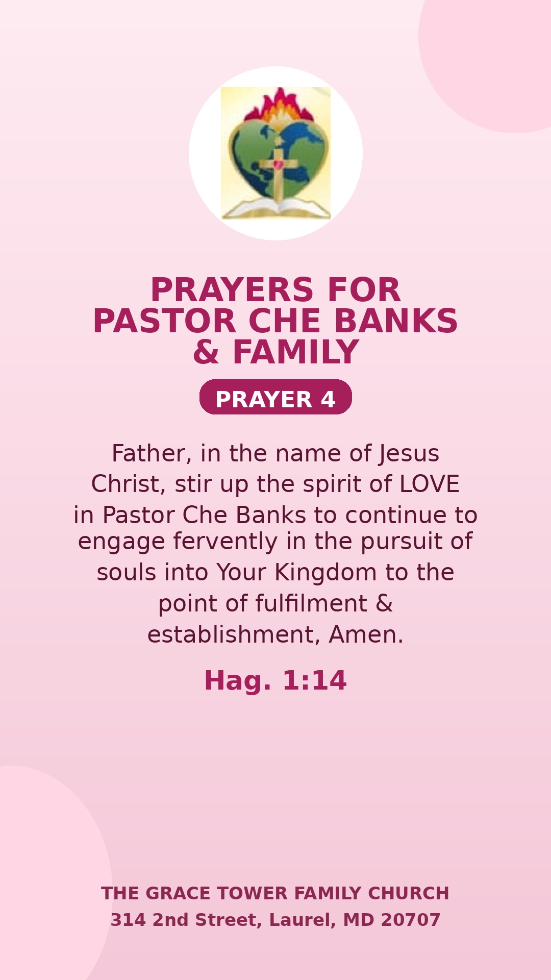 Prayer for Pastor Che Banks and family — card 4