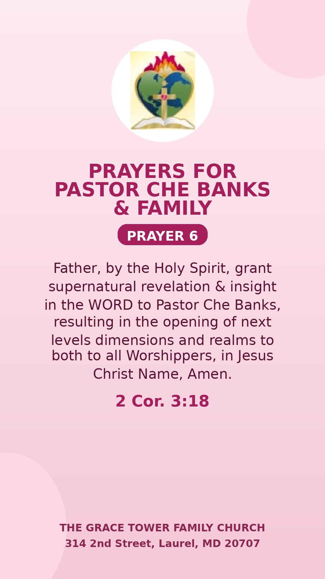 Prayer for Pastor Che Banks and family — card 6