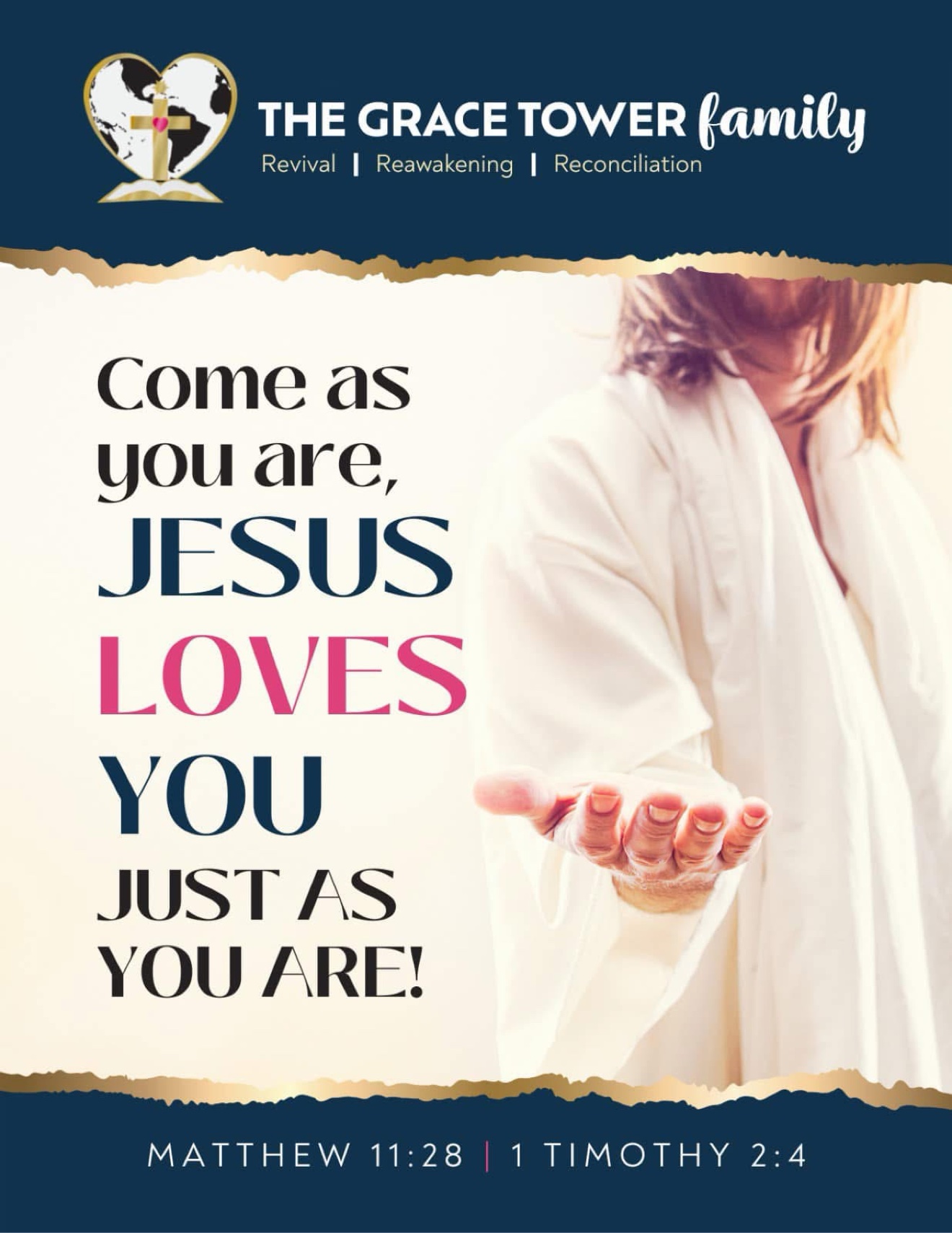 Come as you are, Jesus loves you just as you are