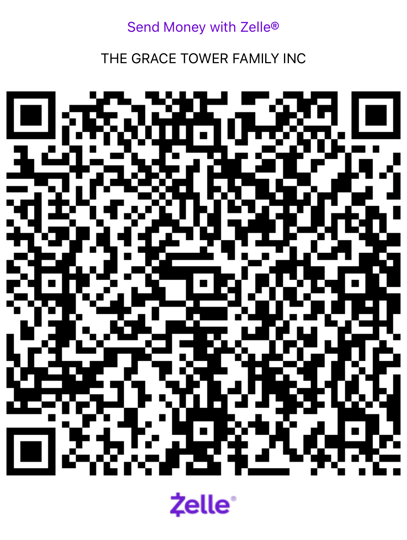 Zelle QR code for The Grace Tower Family Inc